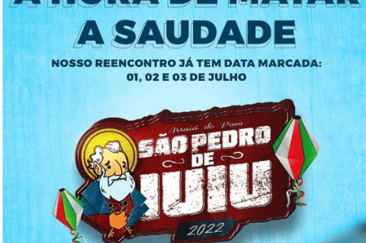 Prefeitura de Iuiu anuncia volta do São Pedro. Reprodução Prefeitura de Iuiu.