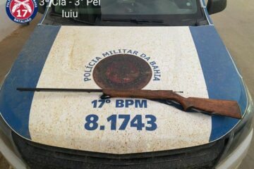 Espingarda apreendida em Iuiu. Foto: PM.