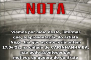 Nota da banda Nêgo Jhá. Foto: reprodução da banda.