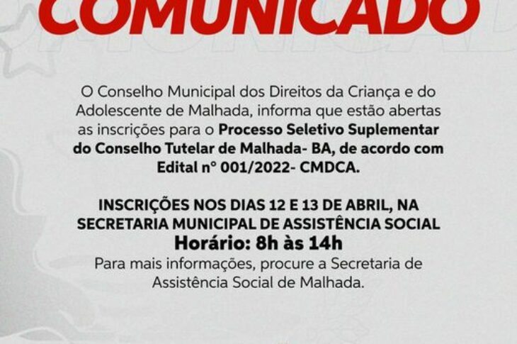 Comunicado. Foto: divulgação.