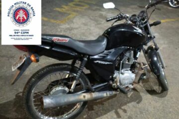 Moto apreendida em Caetité. Foto: reprodução PM