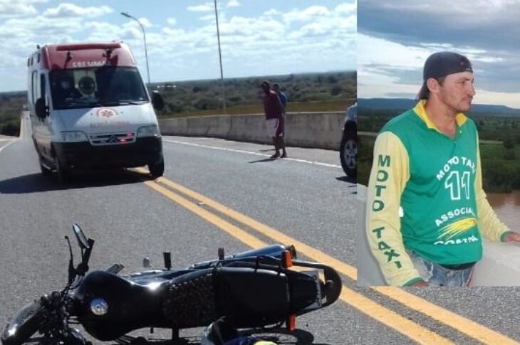 Mototaxista morre após passar mal e cair de moto na Ponte Guimarães. Foto: reprodução rede social