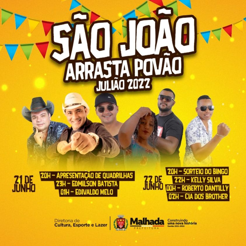 Programação do São João do Julião. Reprodução Prefeitura de Malhada