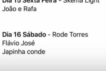 Na suposta grade do Encontro das Águas e dos Amigos. Foto: rede social