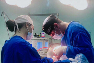 Primeira cirurgia de trauma na face. Foto: Fundação Hospitalar Senhora Santana