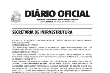 Aviso de licitação. Foto: DO