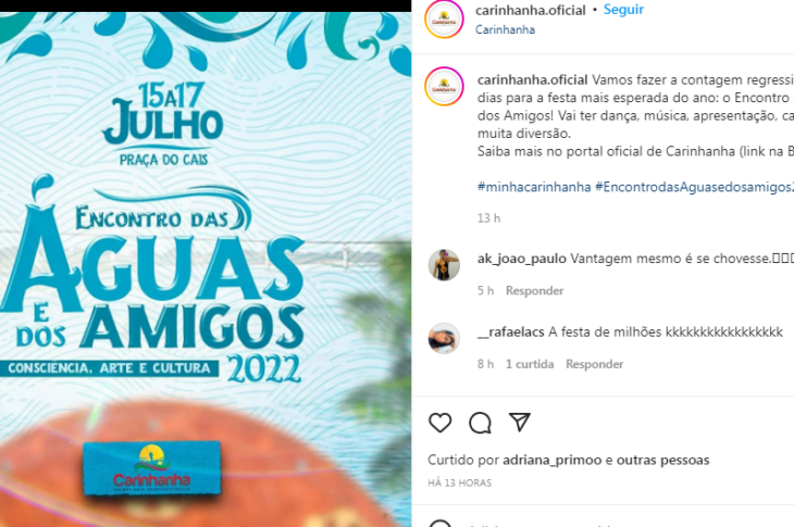 Instagram Oficial da Prefeitura. Foto: reprodução