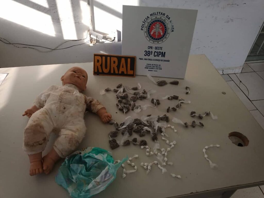 Homem é preso com drogas dentro de boneca. Foto: Polícia Militar