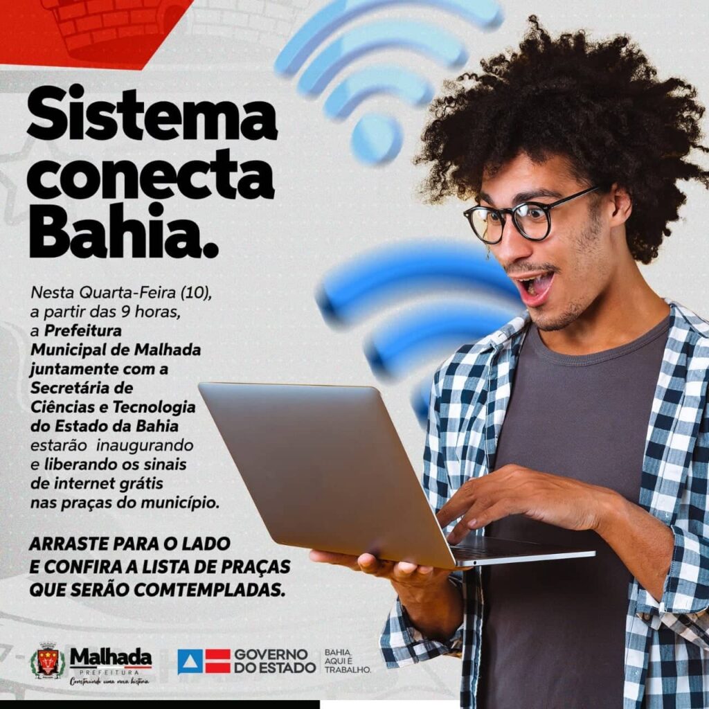 Prefeito de Malhada inaugura sinal de internet gratuito. Foto: reprodução ASCOM