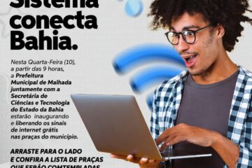 Prefeito de Malhada inaugura sinal de internet gratuito. Foto: reprodução ASCOM