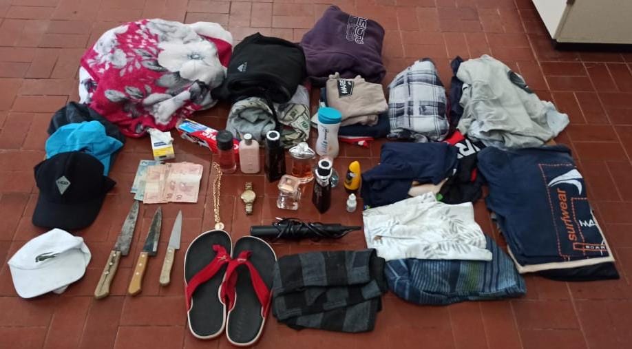 Objetos recuperados. Foto: Polícia Militar