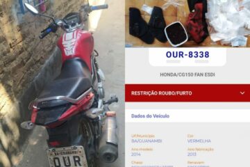 Moto apreendida. Foto: Polícia Militar