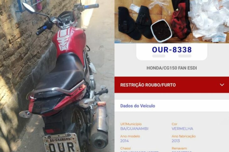 Moto apreendida. Foto: Polícia Militar