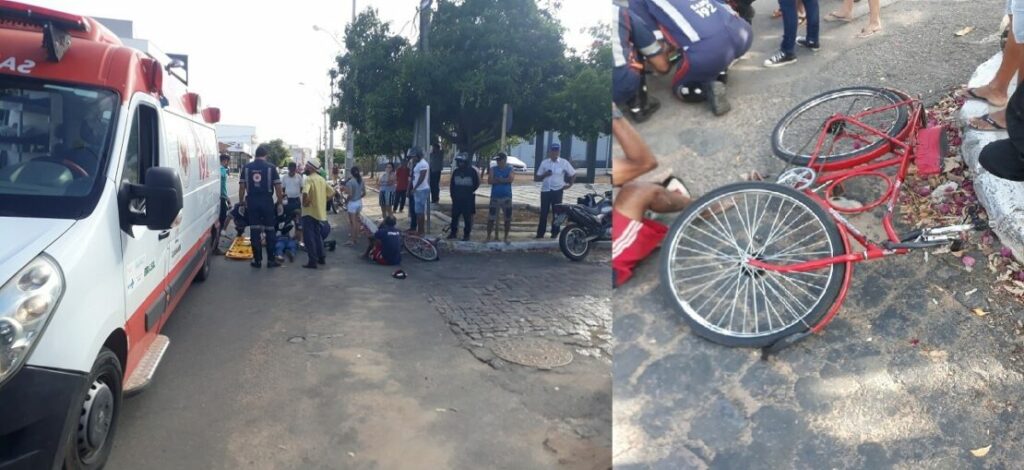 Acidente envolvendo moto e bicicleta deixa uma pessoa ferida. Foto: SMTran