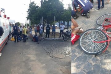 Acidente envolvendo moto e bicicleta deixa uma pessoa ferida. Foto: SMTran