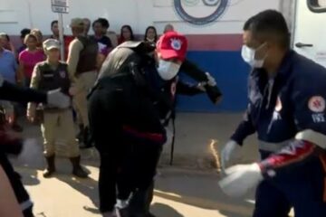 O suspeito também foi baleado. Ele foi socorrido pelo SAMU (Reprodução/TVBahia)