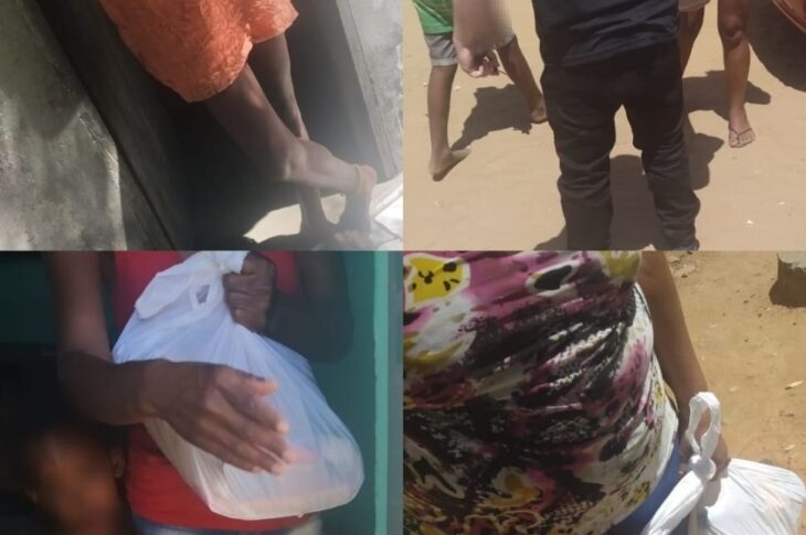 Entrega de cestas. Foto: Carinhanha Tem