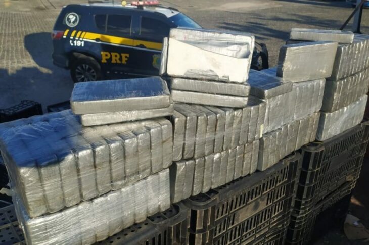 Cocaína apreendida pela PRF. Foto: reprodução PRF