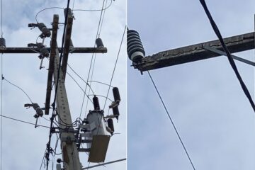 Poste atingido. Foto: moradores