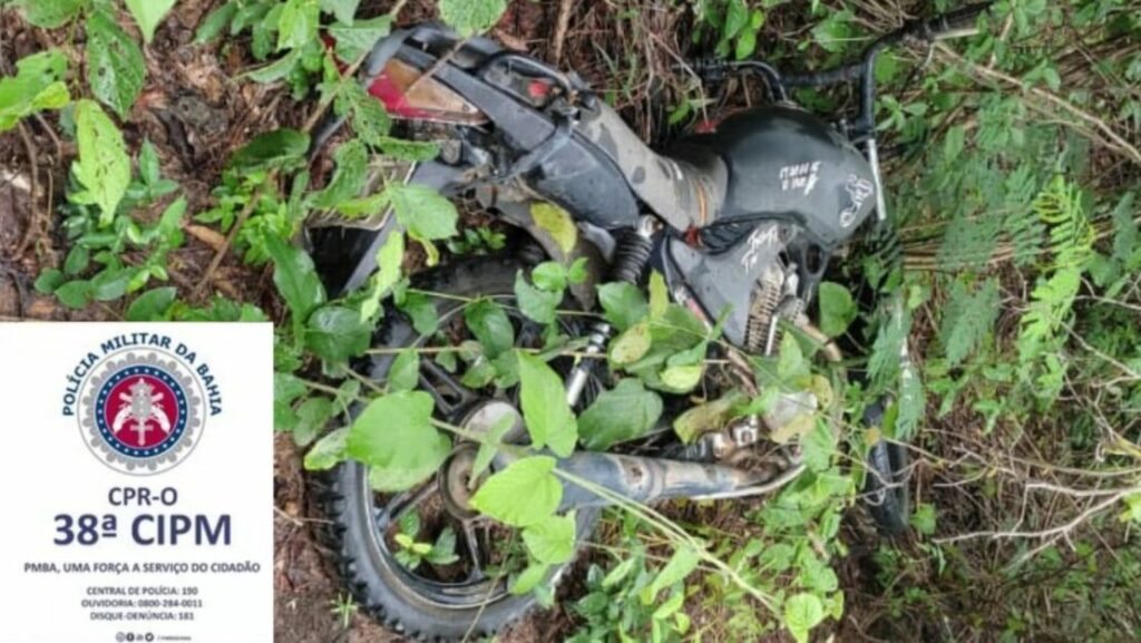 Moto encontrada em Feira da Mata. Foto: Reprodução Polícia Militar