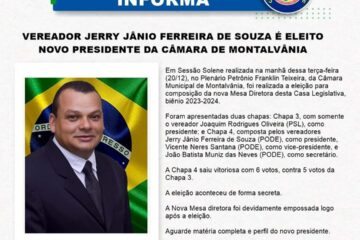 Jerry Jânio eleito presidente da Câmara de Montalvânia. Foto: Reprodução ASCOM