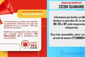 Telefones 190,193 e 197 do estão temporariamente fora de serviço