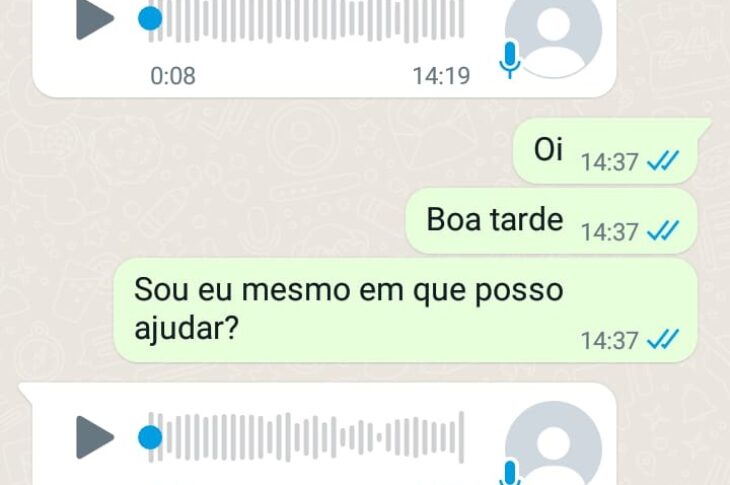 Mensagem trocada.