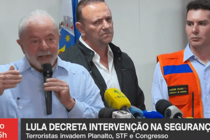 Lula decreta intervenção federal em Brasília. Foto: Reprodução Globo