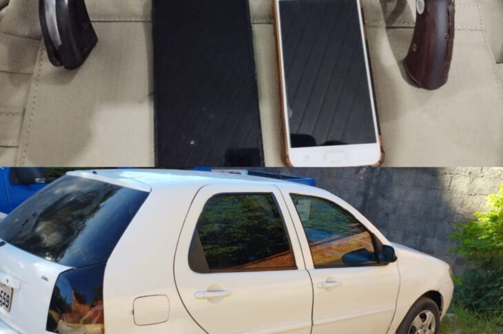 Armas, celulares e carros apreendidos. Foto: Polícia Militar