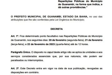 Decreto da Prefeitura de Guanambi