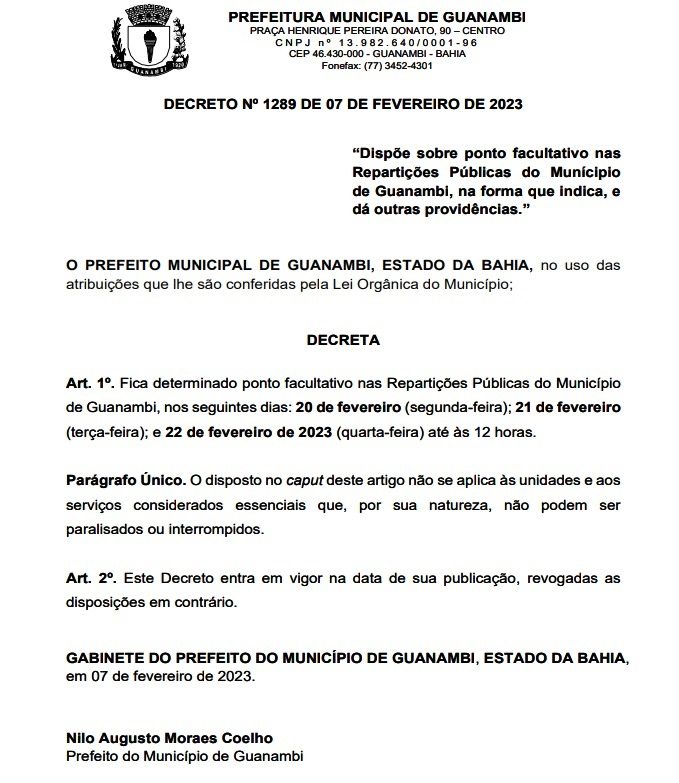 Prefeitura Municipal de Guanambi - Site Oficial