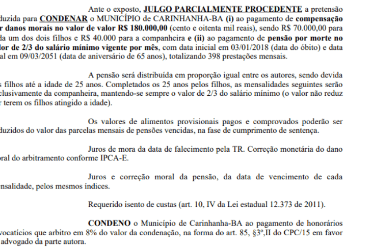 Decisão do Juiz de Carinhanha