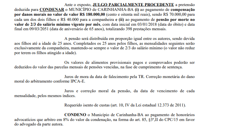 Decisão do Juiz de Carinhanha