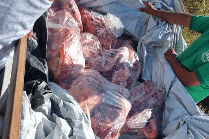 Carne apreendida em Santa Maria. Foto: Reprodução CIPRV