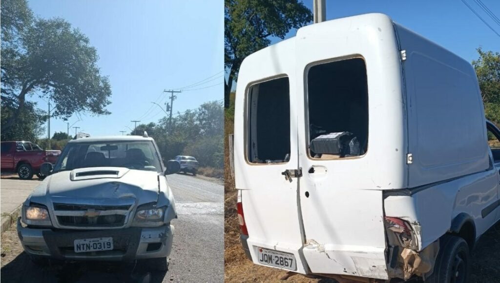 Colisão envolvendo dois carros. Foto: Polícia Militar