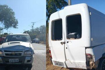 Colisão envolvendo dois carros. Foto: Polícia Militar