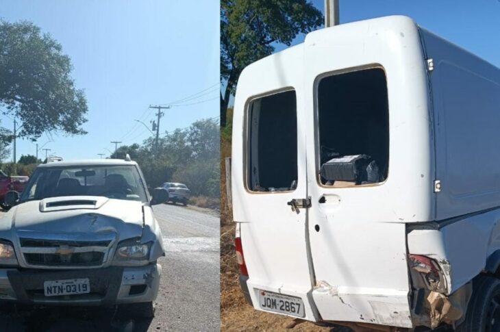 Colisão envolvendo dois carros. Foto: Polícia Militar