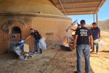 Drogas sendo incineradas. Foto: POlícia Civil
