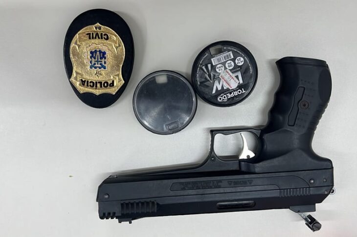 Pistola de pressão apreendida. Foto: Polícia Civil