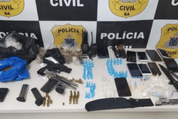 Material apreendido com suspeitos. Foto: Divulgação/SSP-BA