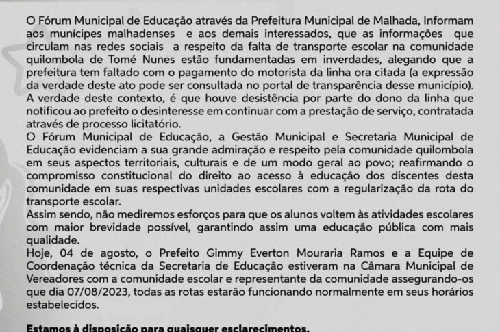 Nota de esclarecimento