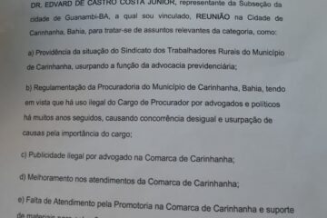 Ofício entregue na OAB