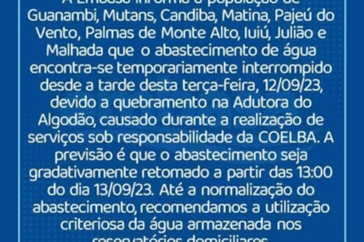 Comunicado da Embasa