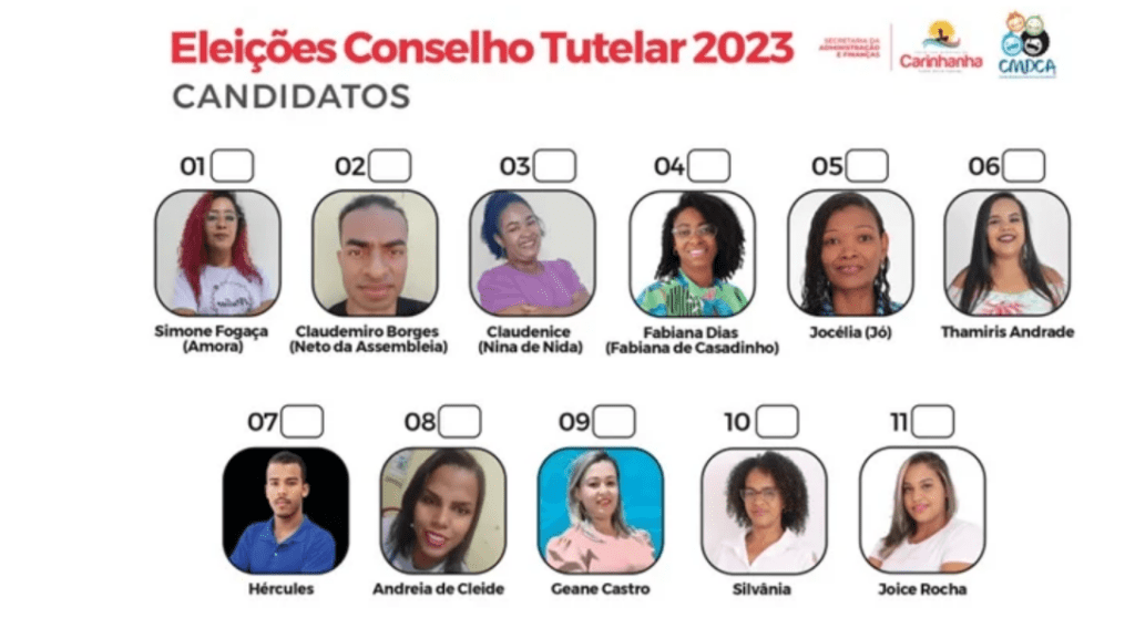 Candidatos de Carinhanha. Foto: reprodução CMDCA