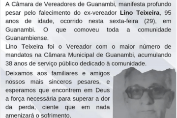 Morre Lino Teixeira, em Guanambi. Foto: Reprodução Câmara de Guanambi.
