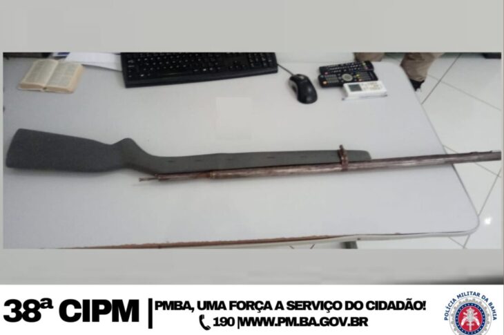 Espingarda apreendida. Foto: 38ª CIPM