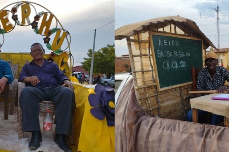 José Pimentel, Manoel Gurujá e sala de aula. Foto: Neide Martins