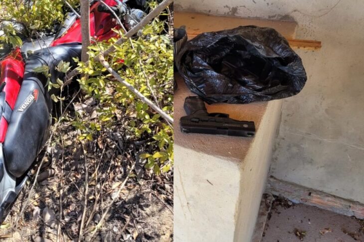 Moto e simulacro encontrados. Foto: Polícia Militar