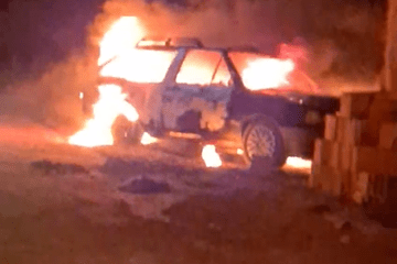 Carro em chamas em Caetité. Foto: reprodução