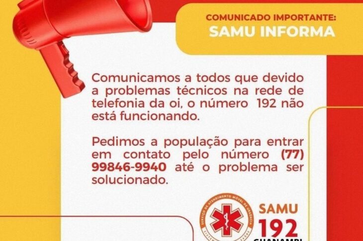 Comunicado do Samu